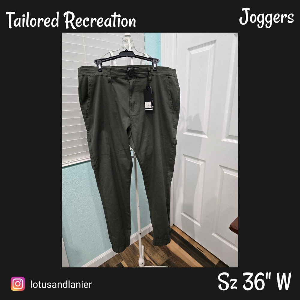 Tailored Recreation Men's  Olive Green Joggers Sz 36" W